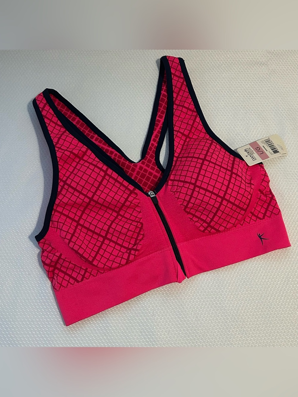 Danskin Pink Grid Front-Zip Sports